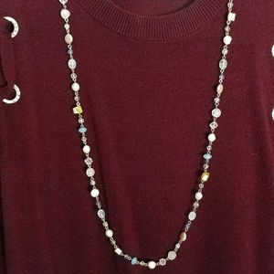 Silvertone necklace w/crystal, glass and acrylic beads